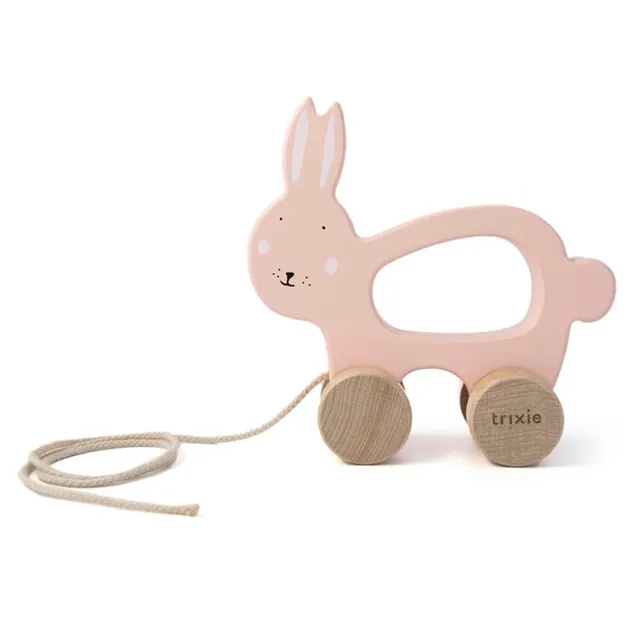 Trixie Baby Jouets à pousser et à tirer Jouet à tirer en bois Mrs. Rabbit