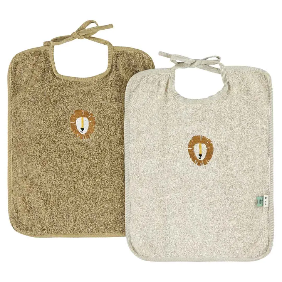 Trixie Baby Bavoirs Bavoir XL Aura Lion, lot de 2 en coton biologique