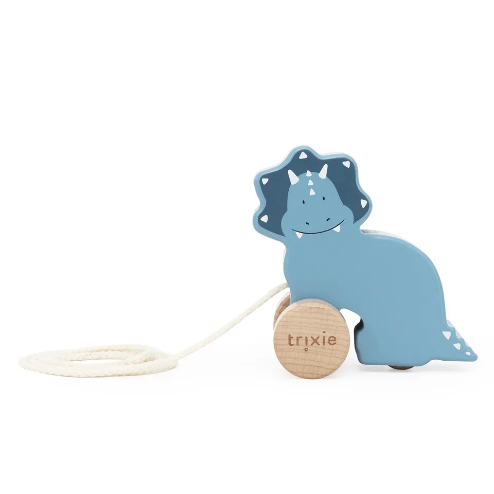 Trixie Baby Jouets à pousser et à tirer Petit jouet à tirer en bois Mr. Triceratops
