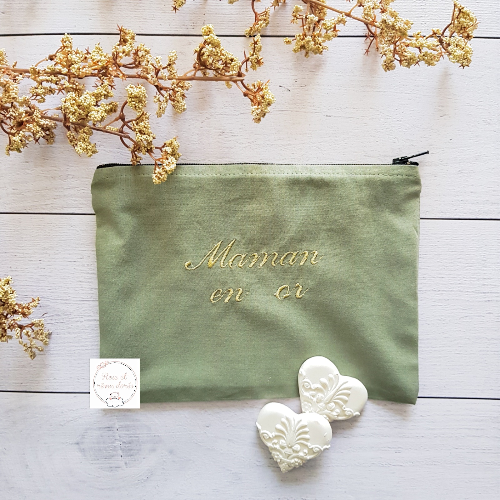Rose et rêves dorés Coffret Maman Bébé cadeau naissance assorti