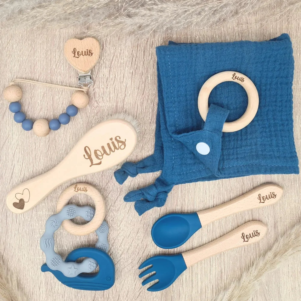 Baby-Crea Coffret naissance personnalisé édition Dauphin vert olive