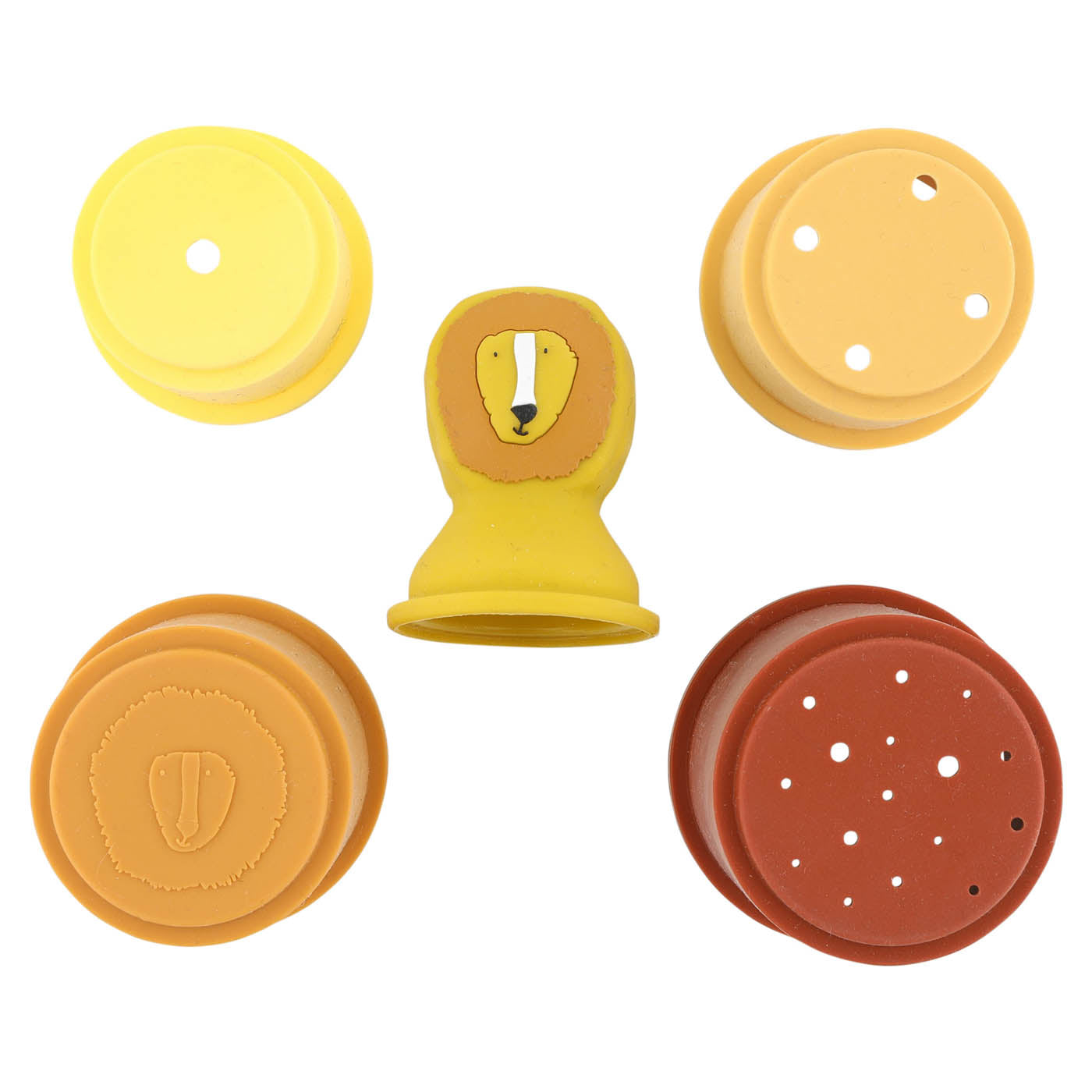 Trixie Baby Jouets à empiler Gobelets empilables 5 pièces Mrs. Lion en silicone