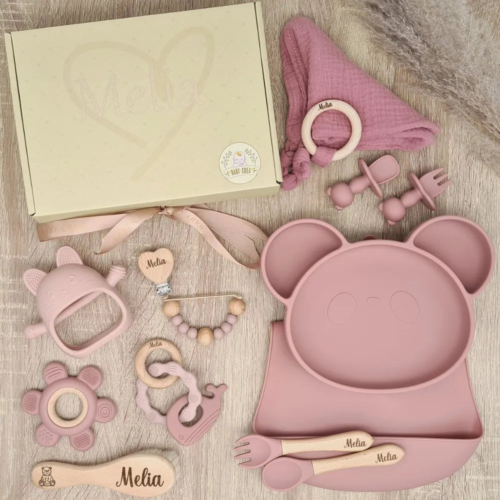 Baby-Crea Coffret naissance personnalisé 10 accessoires Vert olive