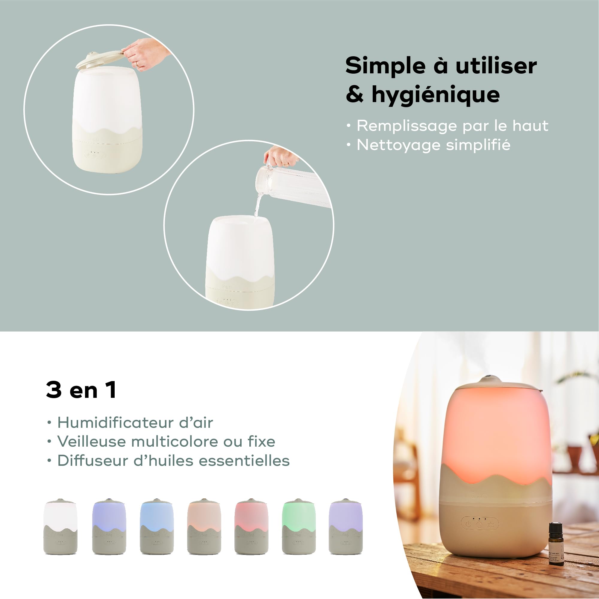 Babymoov YOO Wave humidificateur bébé vapeur froide 4 L, 26 h, silencieux