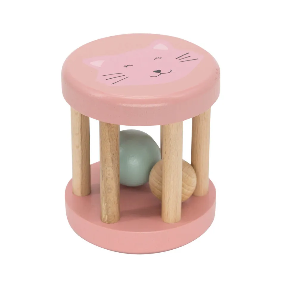 Trixie Baby Premiers jouets Hochet roulant en bois Mrs. Cat