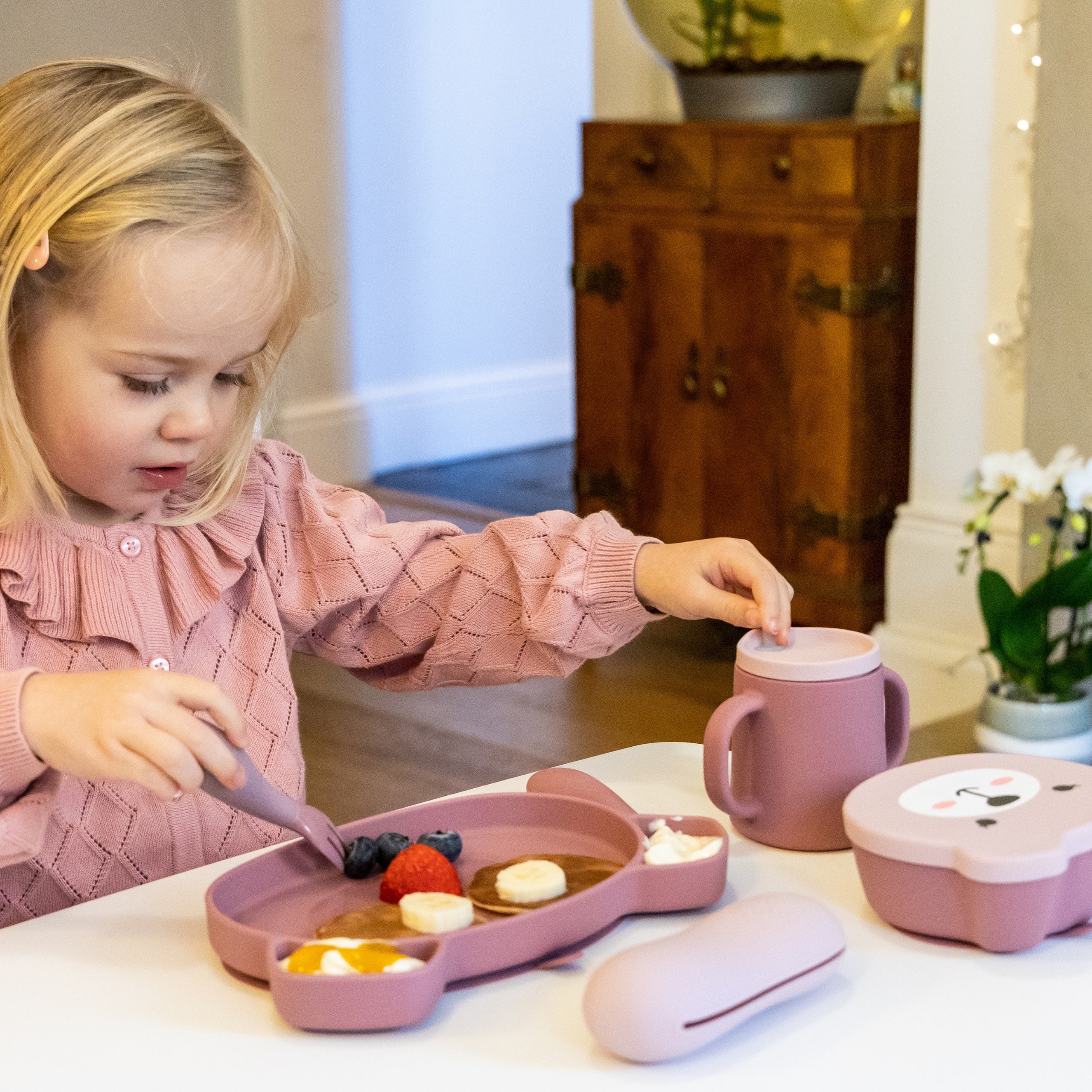 Tum Tum Cutlery Baby Cutlery Set with Travel Case couverts bébé rose