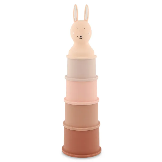 Trixie Baby Jouets à empiler Gobelets empilables 5 pièces Mrs. Rabbit silicone