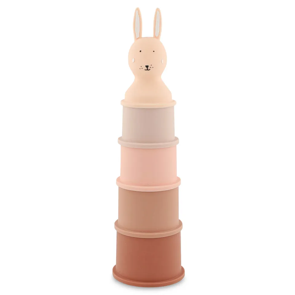 Trixie Baby Jouets à empiler Gobelets empilables 5 pièces Mrs. Rabbit silicone