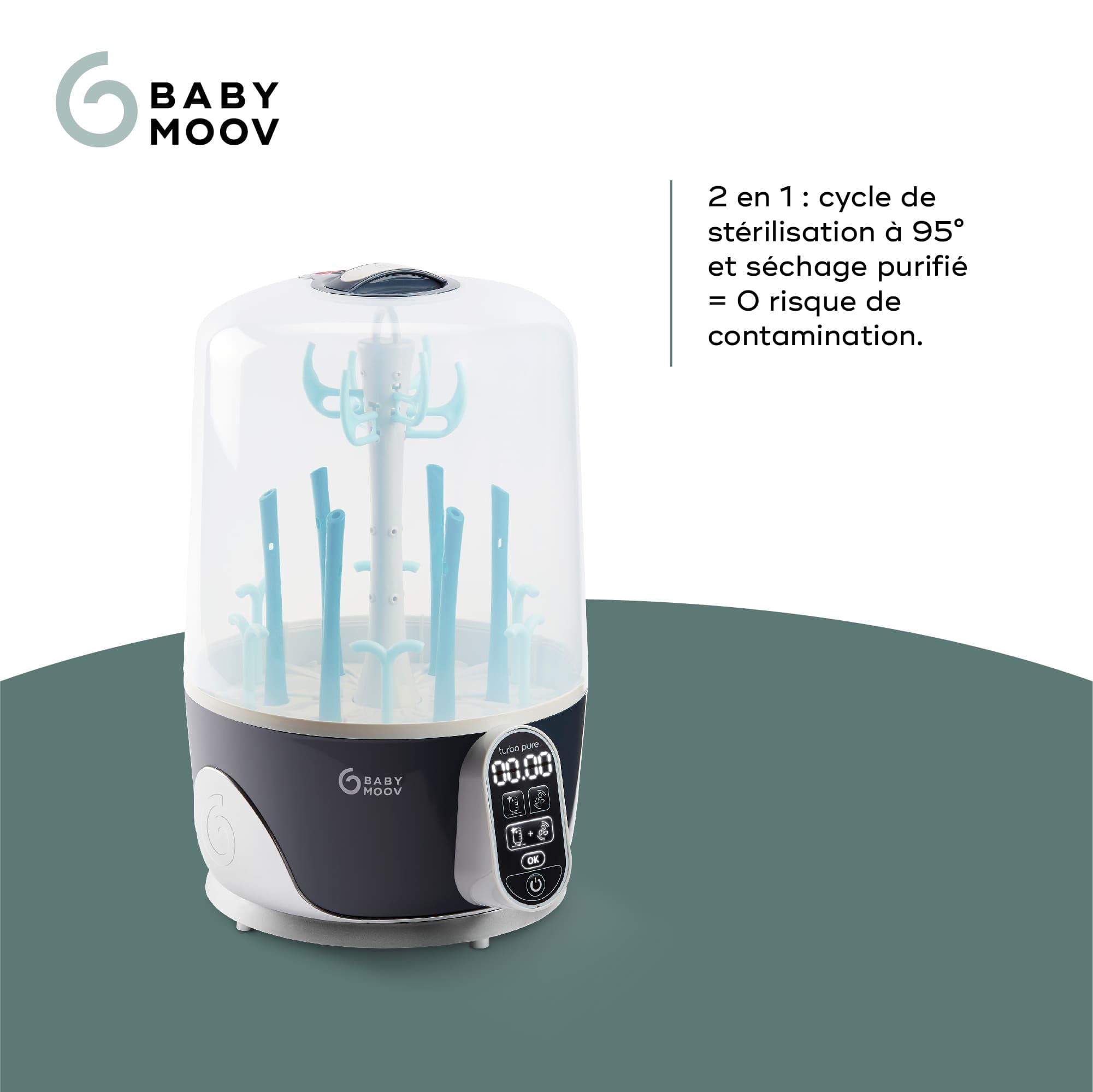 Babymoov Nutribaby Duo Meal Turbo Pure stérilisateur et sèche-biberon 5 en 1