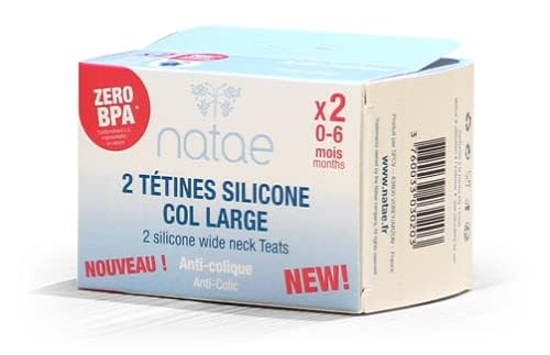 Natae Tétines tétine col large en silicone 0-6 mois anti-colique