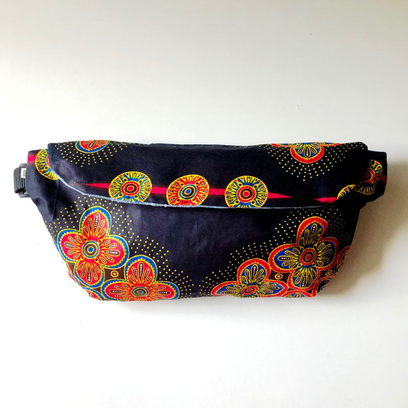 PIOLOU Le Sac Banane La banane wax noire et rouge sac banane PM coton