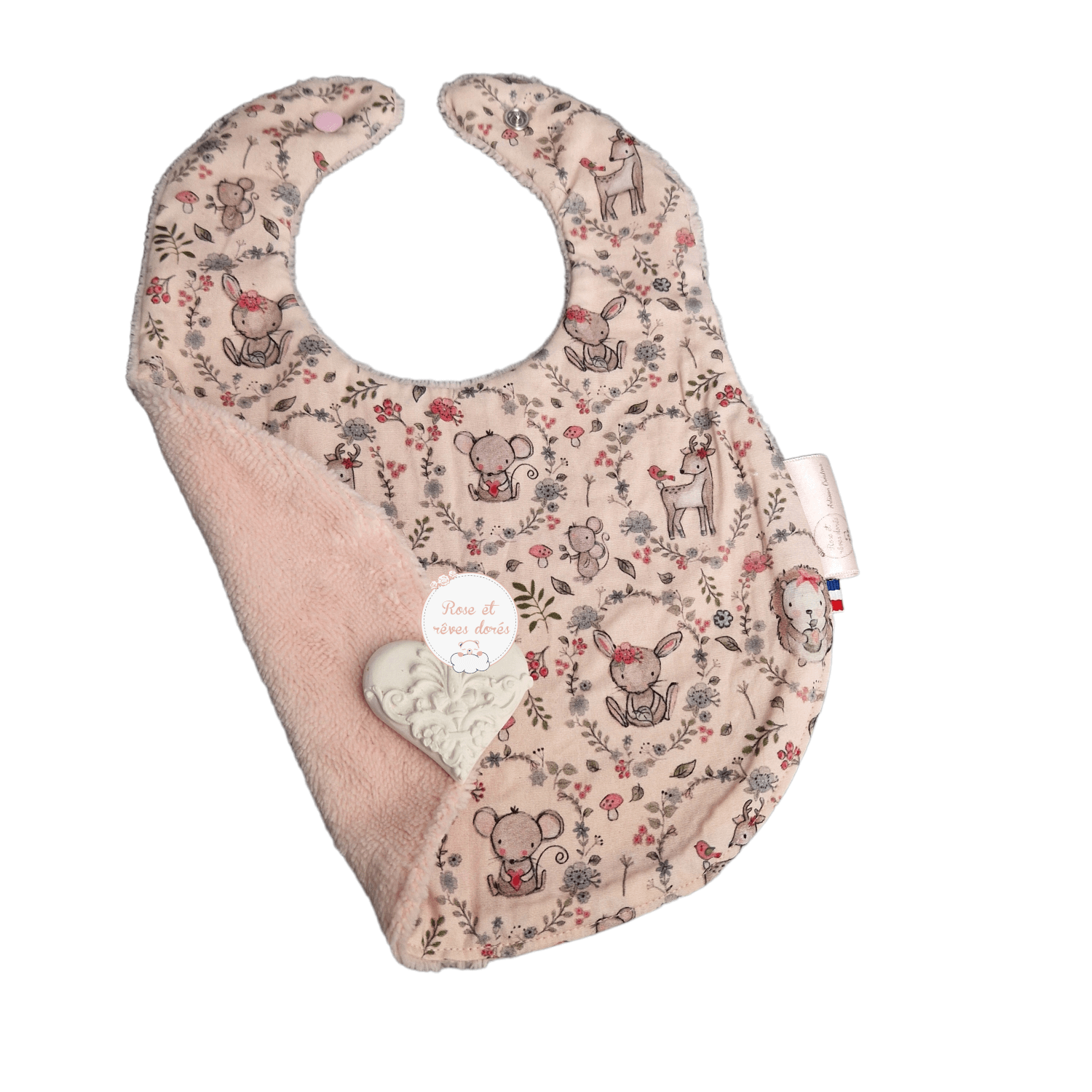 Rose et rêves dorés Bavoirs Trio de bavoir bébé doux animaux lot de 3