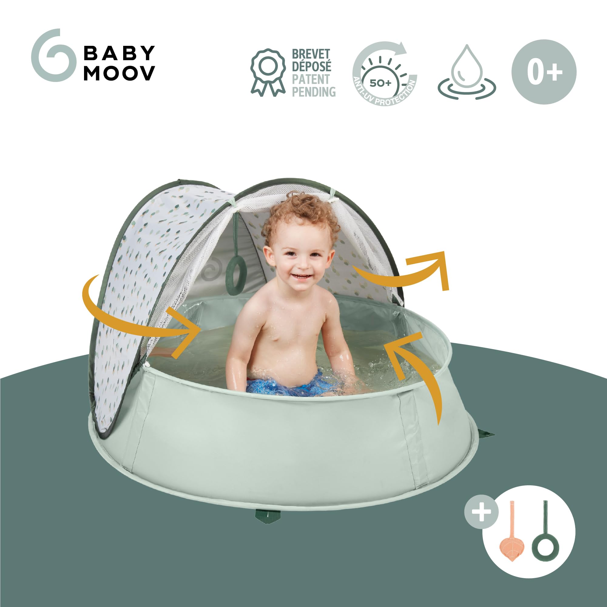 Babymoov Aquani Provence aire de jeux bébé 3 en 1 Marinière anti-UV
