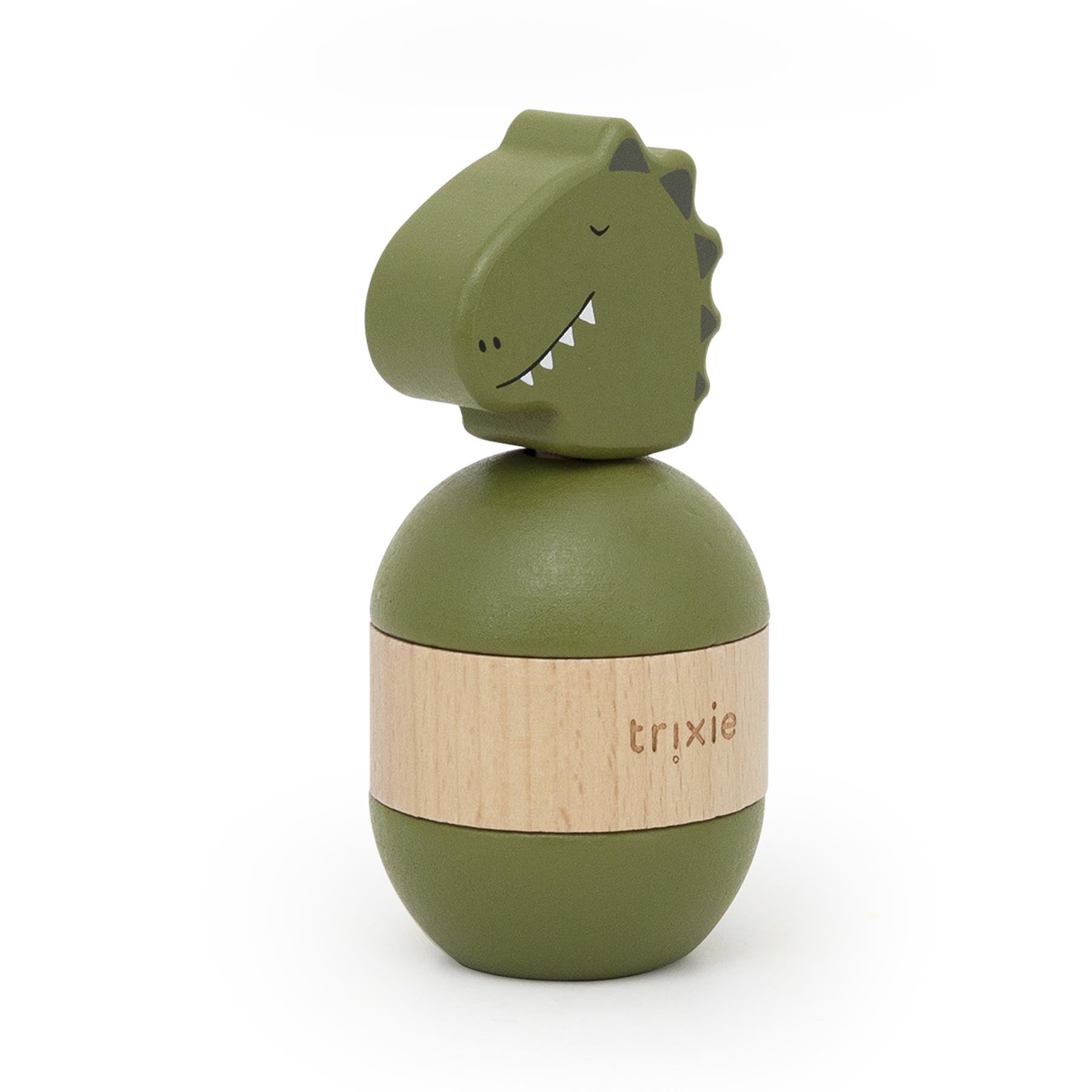 Trixie Baby Jouets à empiler jouet d’empilage avec hochet Mr. Dino en bois
