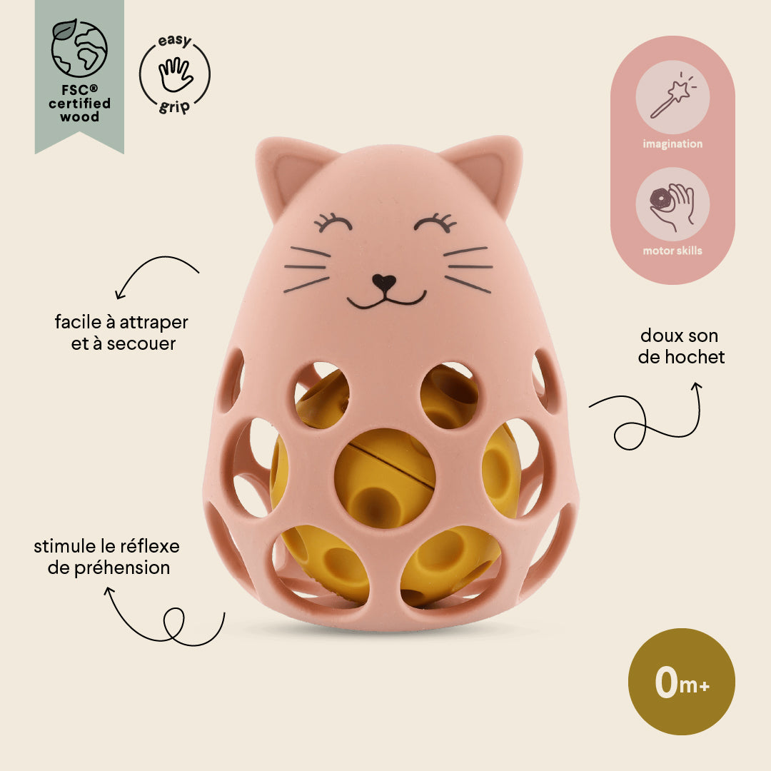 Trixie Baby Jouets sensoriels Hochet sensoriel en silicone Mrs. Cat alimentaire