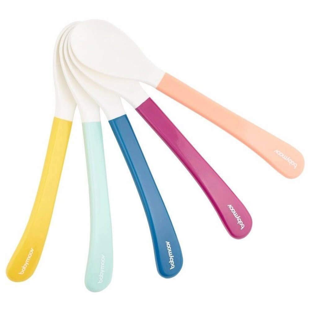 Babymoov Isy Babybols lot de 5 cuillères bébé silicone multicolores 2e âge