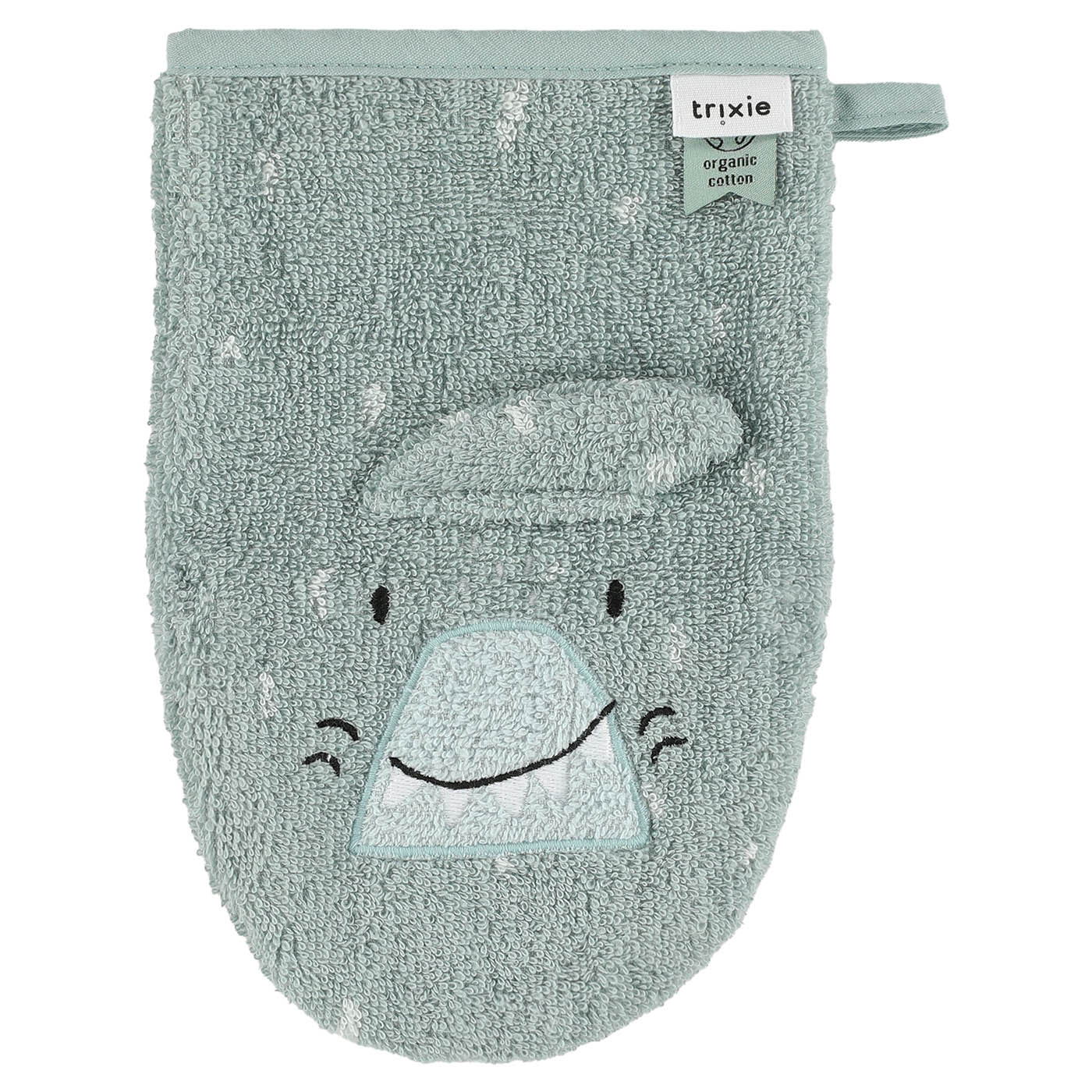 Trixie Baby Gants de toilette Gant de toilette 2-pack Mr. Shark - Mr. Dino, lot de 2 en coton bio