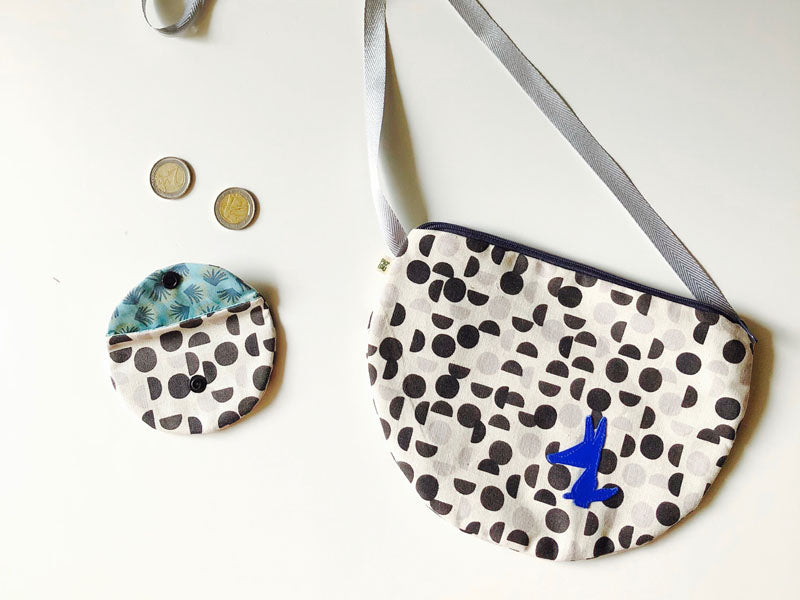 PIOLOU Le Sac Fillette sac à main enfant avec porte-monnaie bleu argenté