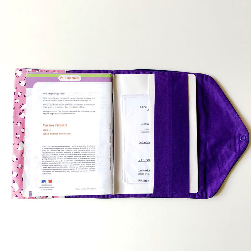 PIOLOU La pochette pour carnet de santé Pochette rose moutons coton