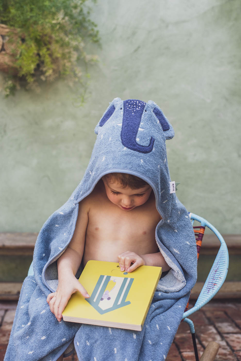 Trixie Baby Capes de bain Cape de bain 70x130cm - Mrs. Elephant coton bio