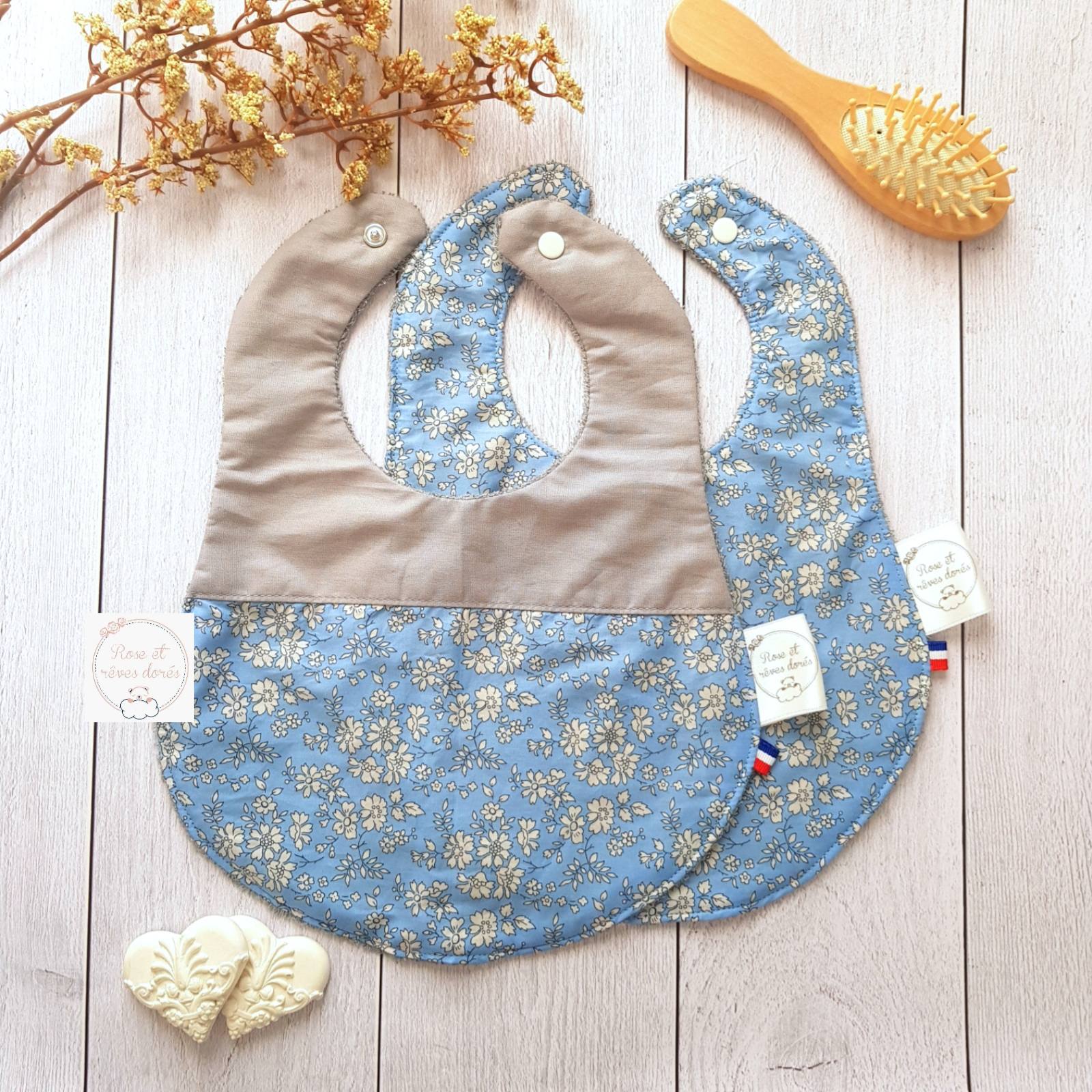 Rose et rêves dorés Bavoirs Duo de bavoirs pour bébé collection Macaron coton et bambou