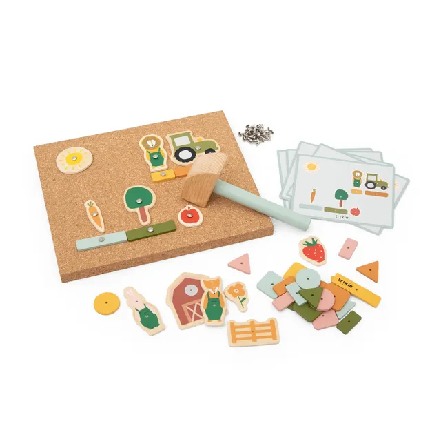 Trixie Baby Jouets d’activités Jeu de clous en bois ferme