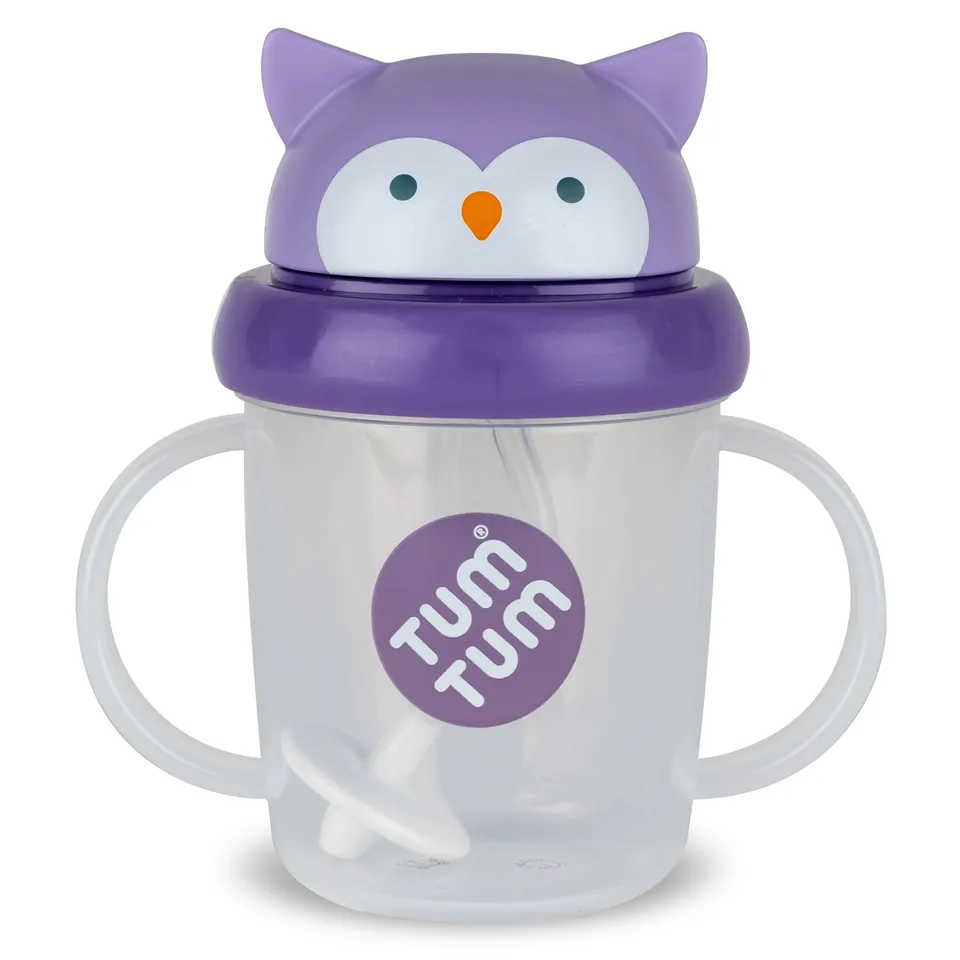 Tum Tum Cups Tippy Up Sippy Cup Series 3 tasse 200 ml Olivia Owl à paille lestée