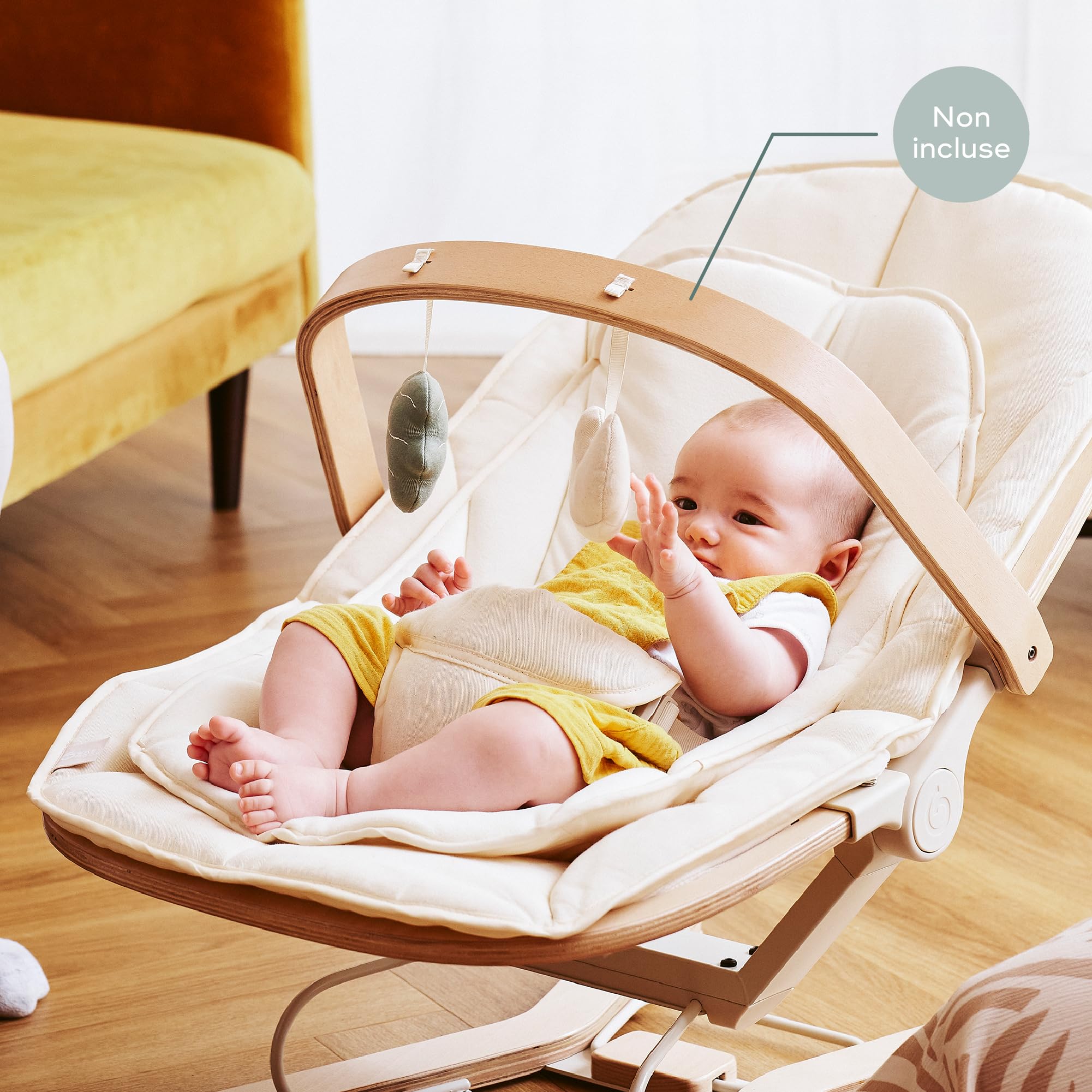 Babymoov Swoon Flow transat bébé évolutif beige bois jusqu’à 18 kg