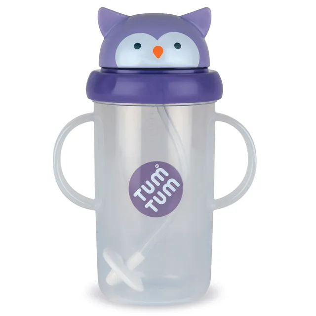 Tum Tum Cups Tall Tippy Up gobelet bébé à paille lestée Olivia Owl 300 ml