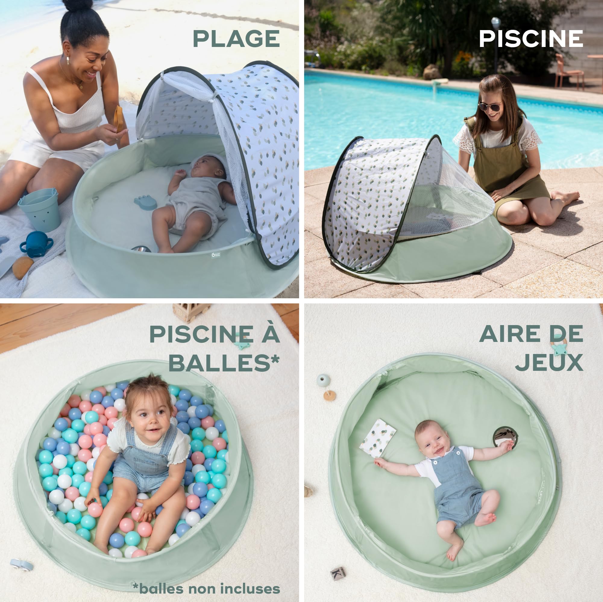 Babymoov Aquani Provence aire de jeux bébé 3 en 1 Marinière anti-UV