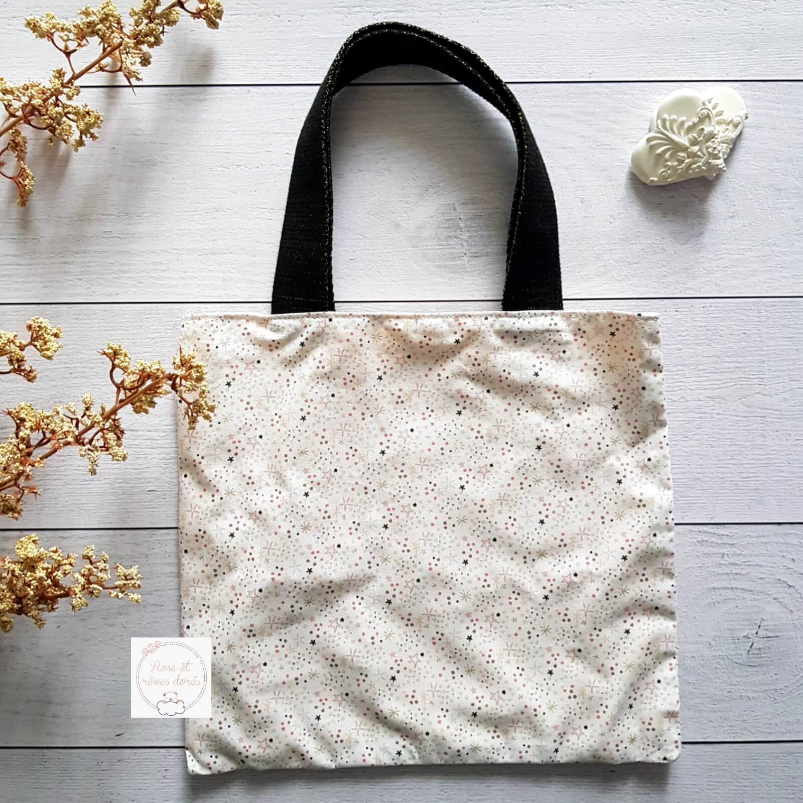 Rose et rêves dorés Sacs divers P’tit tote bag enfant réversible Mille Etoiles sac enfant