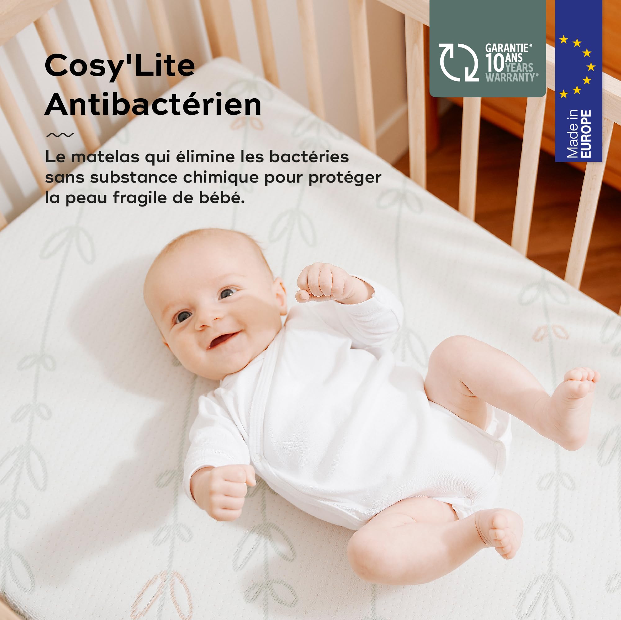 Babymoov Moov / Moov & Cosy'Lite Antibactérien matelas bébé 60 × 120 cm