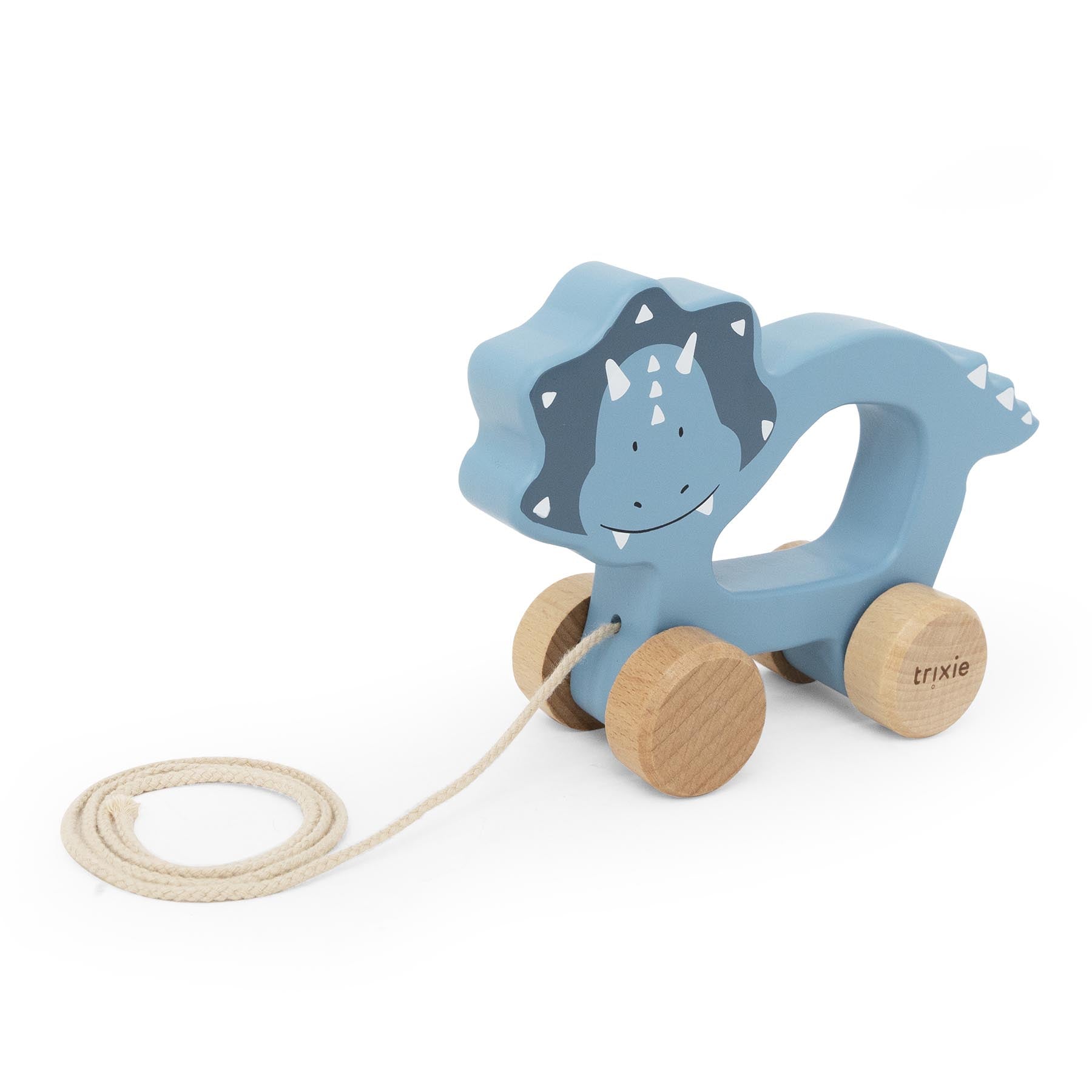 Trixie Baby Jouets à pousser et à tirer Mr. Triceratops jouet à tirer en bois FSC
