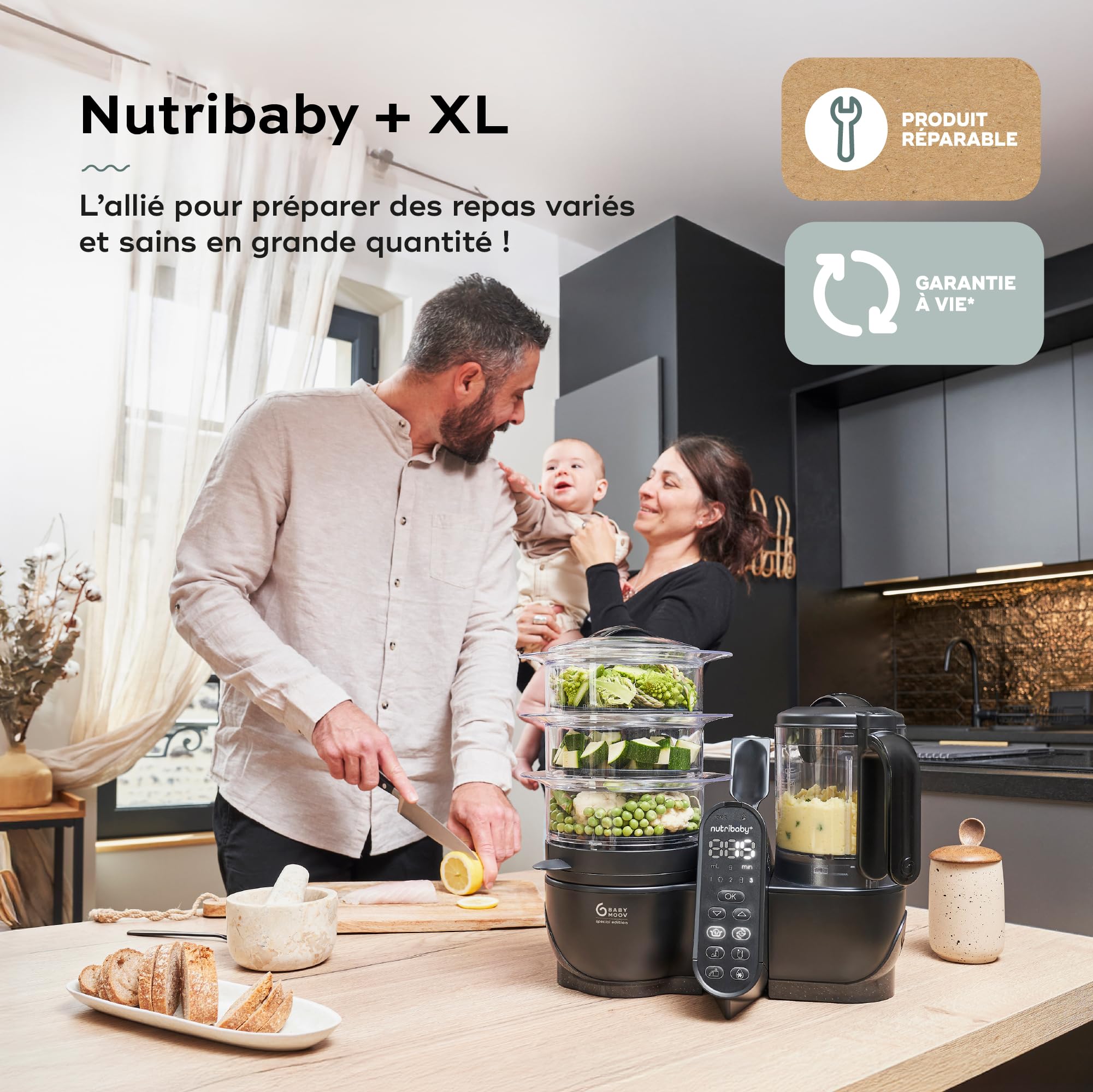 Babymoov Nutribaby(+) XL robot cuiseur bébé 2,9 L noir vapeur