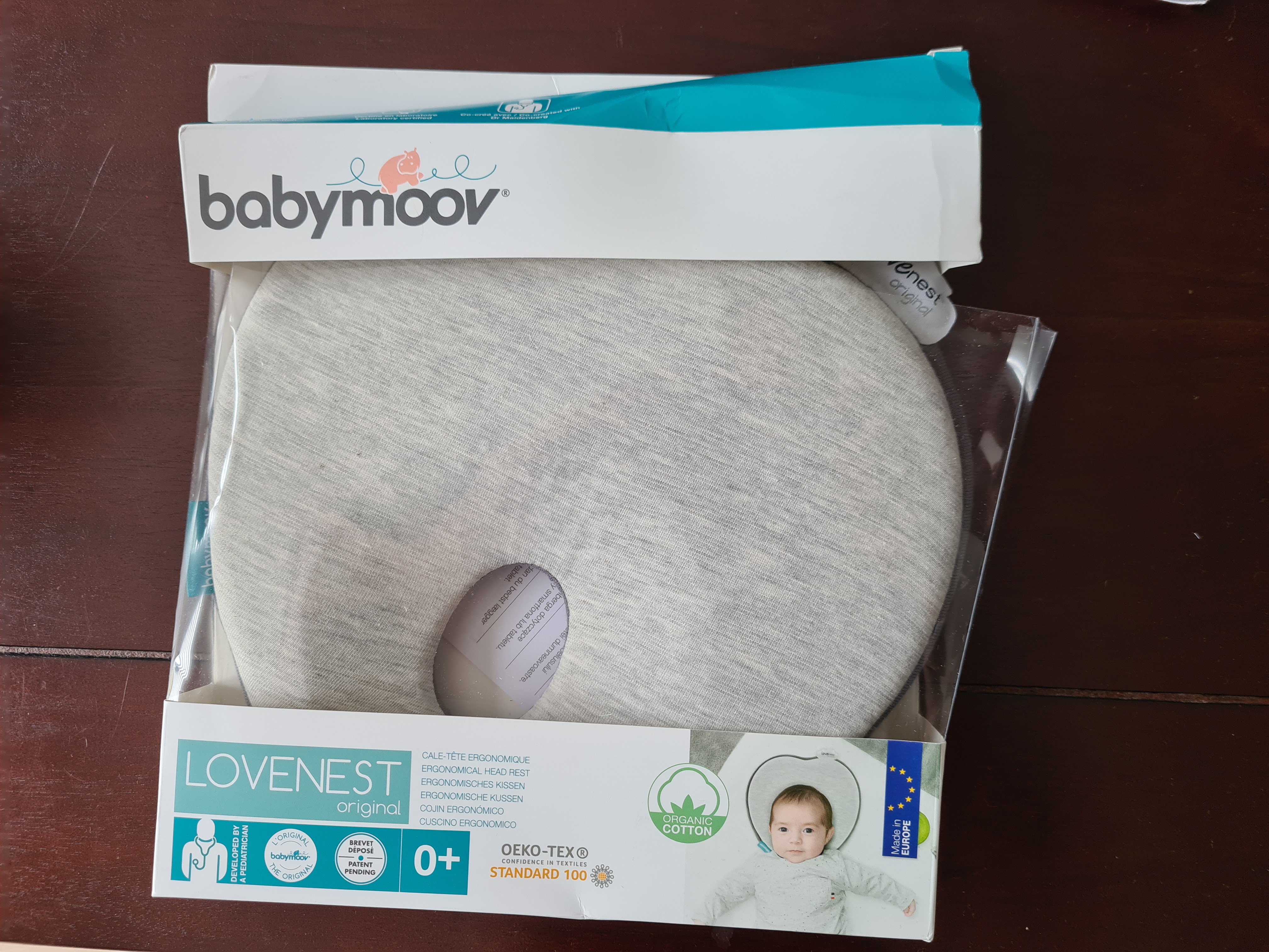 Babymoov Swoon Lovenest Original support de tête Smokey, coton bio