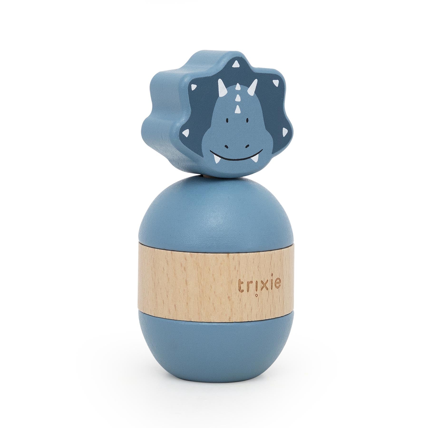 Trixie Baby Jouets à empiler Mr. Triceratops jouet d’empilage en bois avec hochet