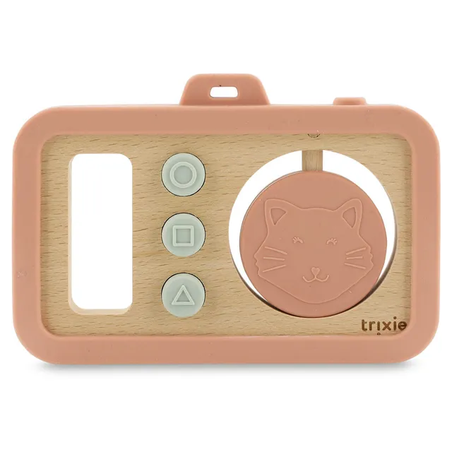 Trixie Baby Premiers jouets Mrs. Cat appareil photo bébé en silicone et bois