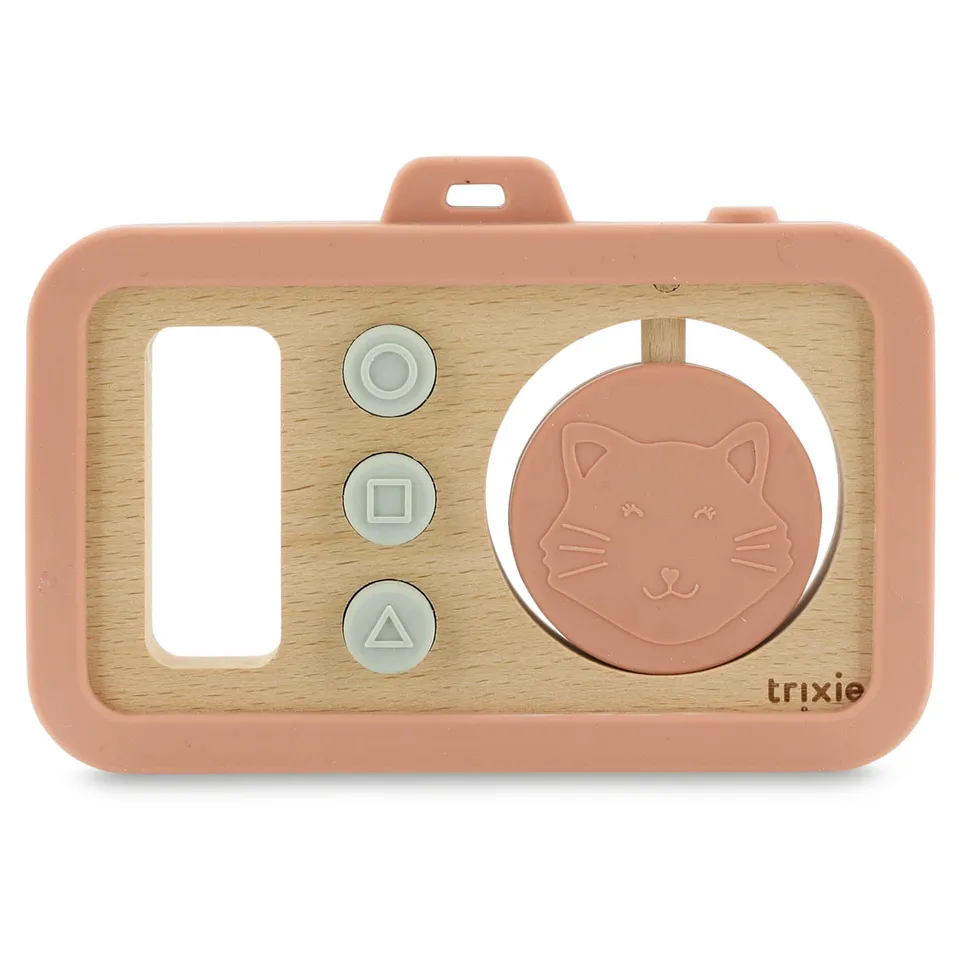 Trixie Baby Premiers jouets Mrs. Cat appareil photo bébé en silicone et bois