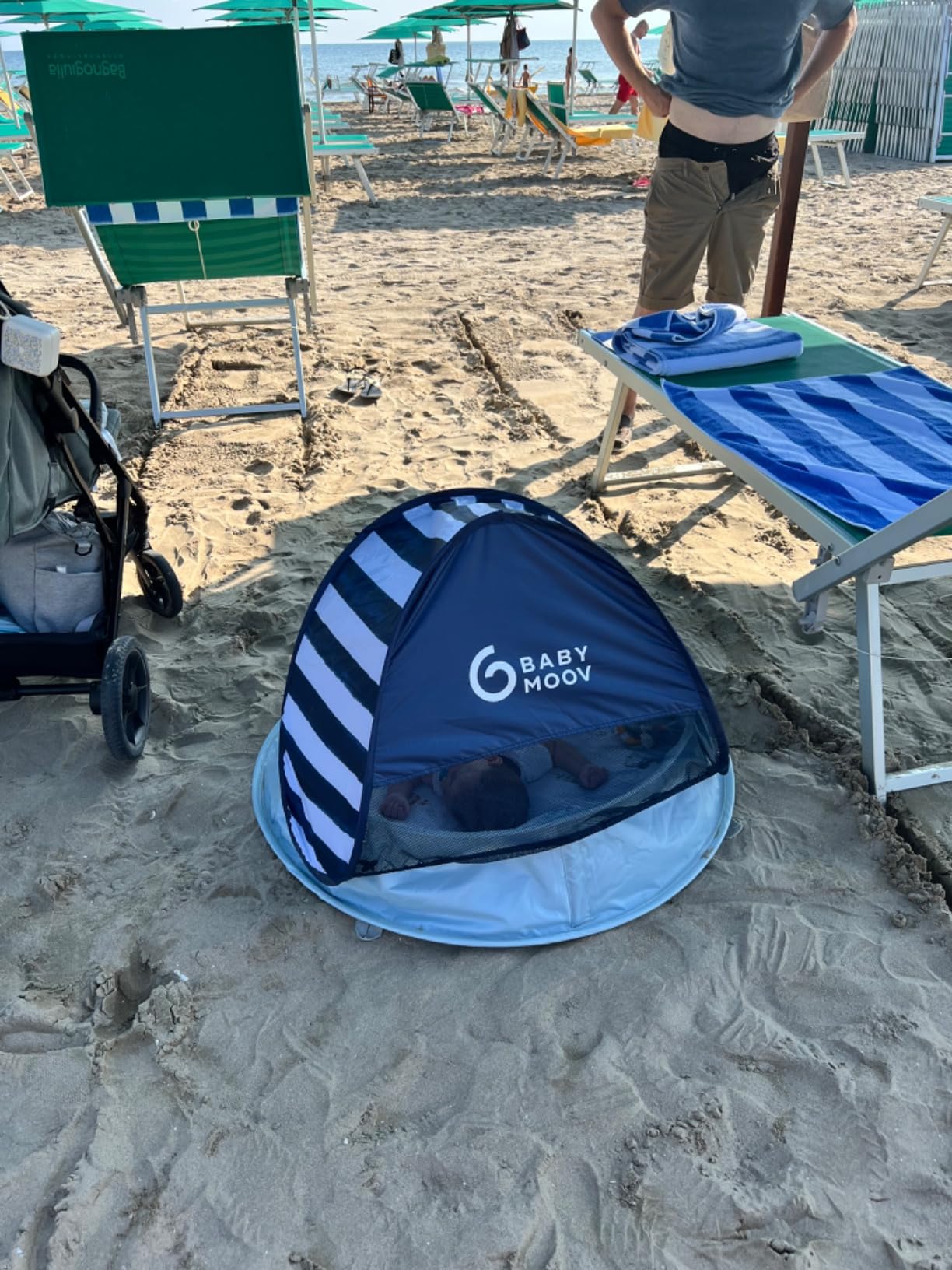 Babymoov Aquani Provence aire de jeux bébé 3 en 1 Marinière anti-UV