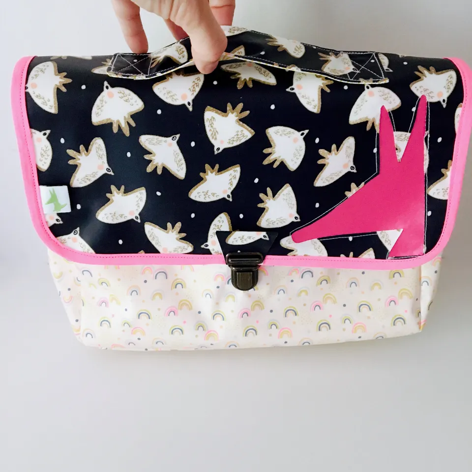 PIOLOU Le Cartable Maternelle cartable léger oiseaux rose fluo imperméable