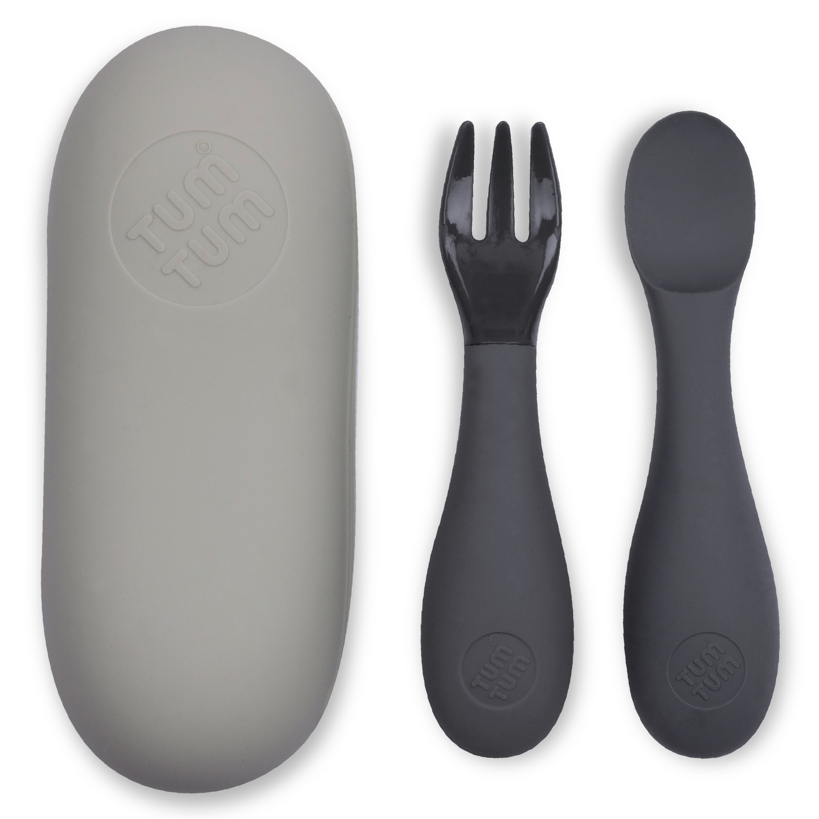 Tum Tum Cutlery couverts bébé gris avec étui de voyage