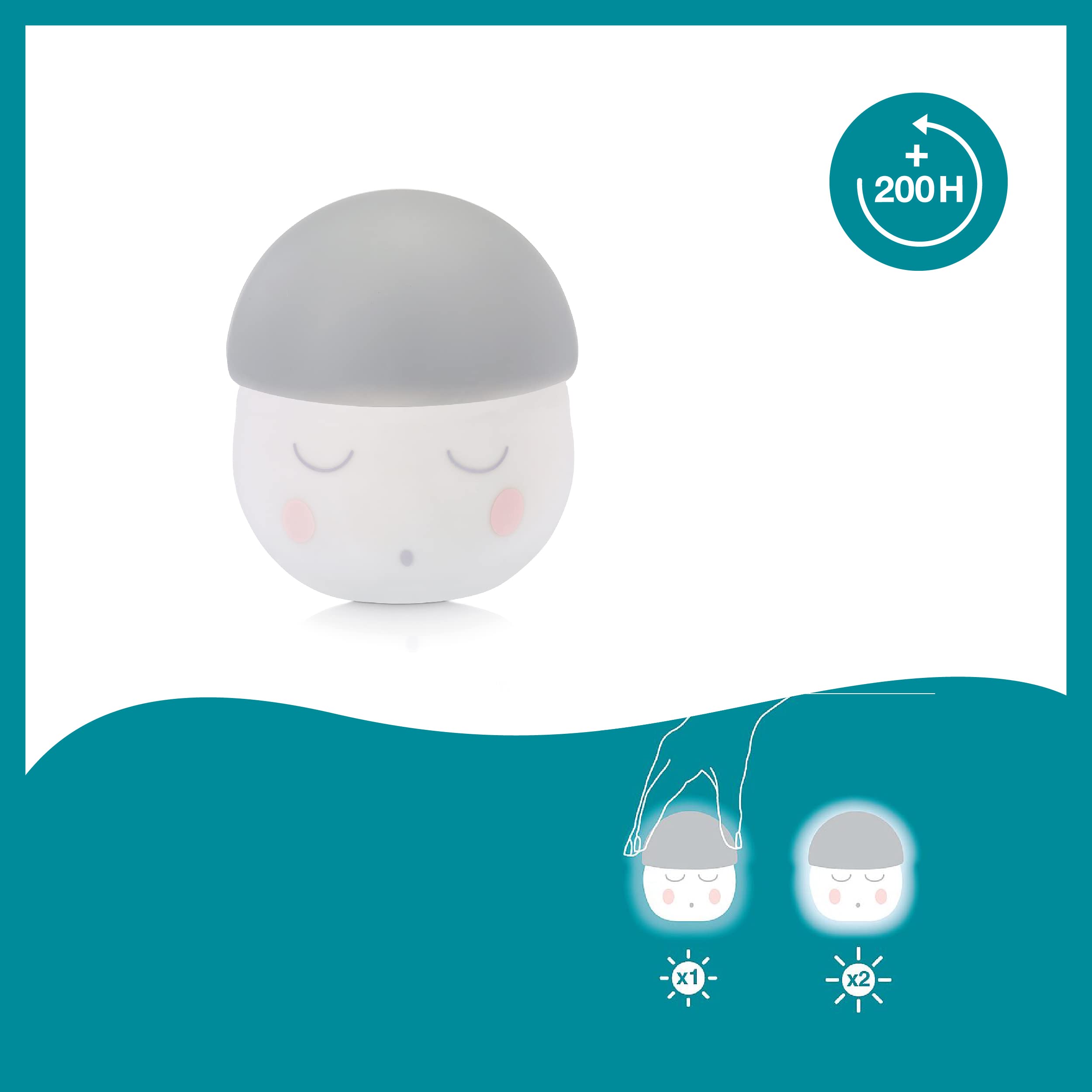 Babymoov YOO Squeezy veilleuse grise rechargeable 200 h
