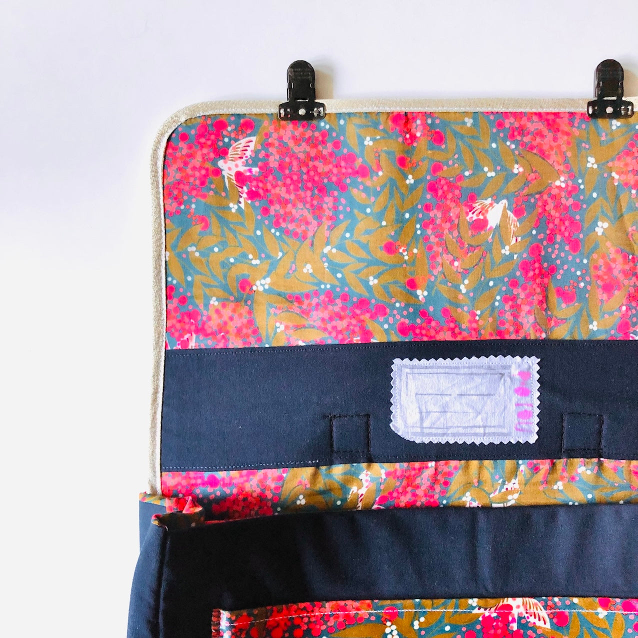 PIOLOU Le Cartable Primaire Cartable fleurs oiseaux bleu marine renforcé