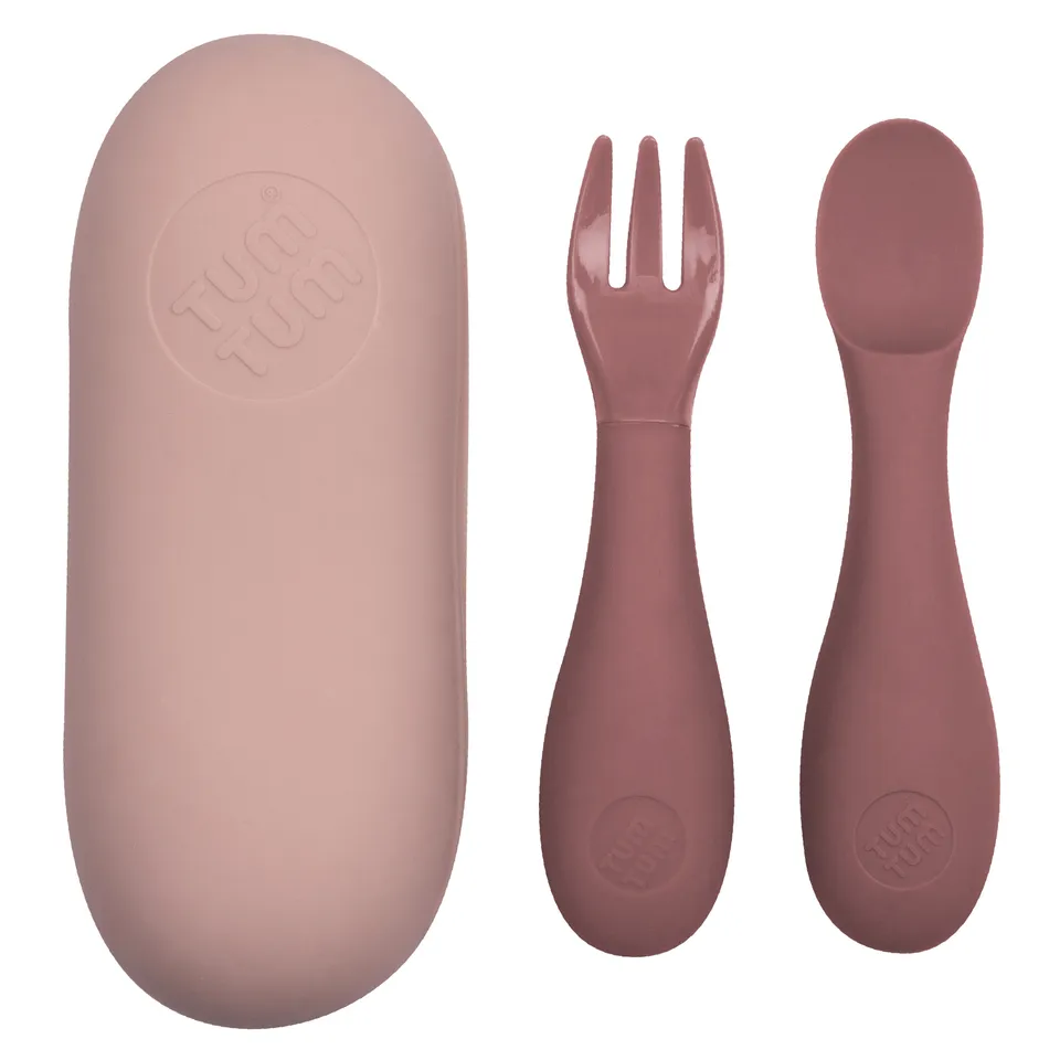 Tum Tum Cutlery Baby Cutlery Set with Travel Case couverts bébé rose