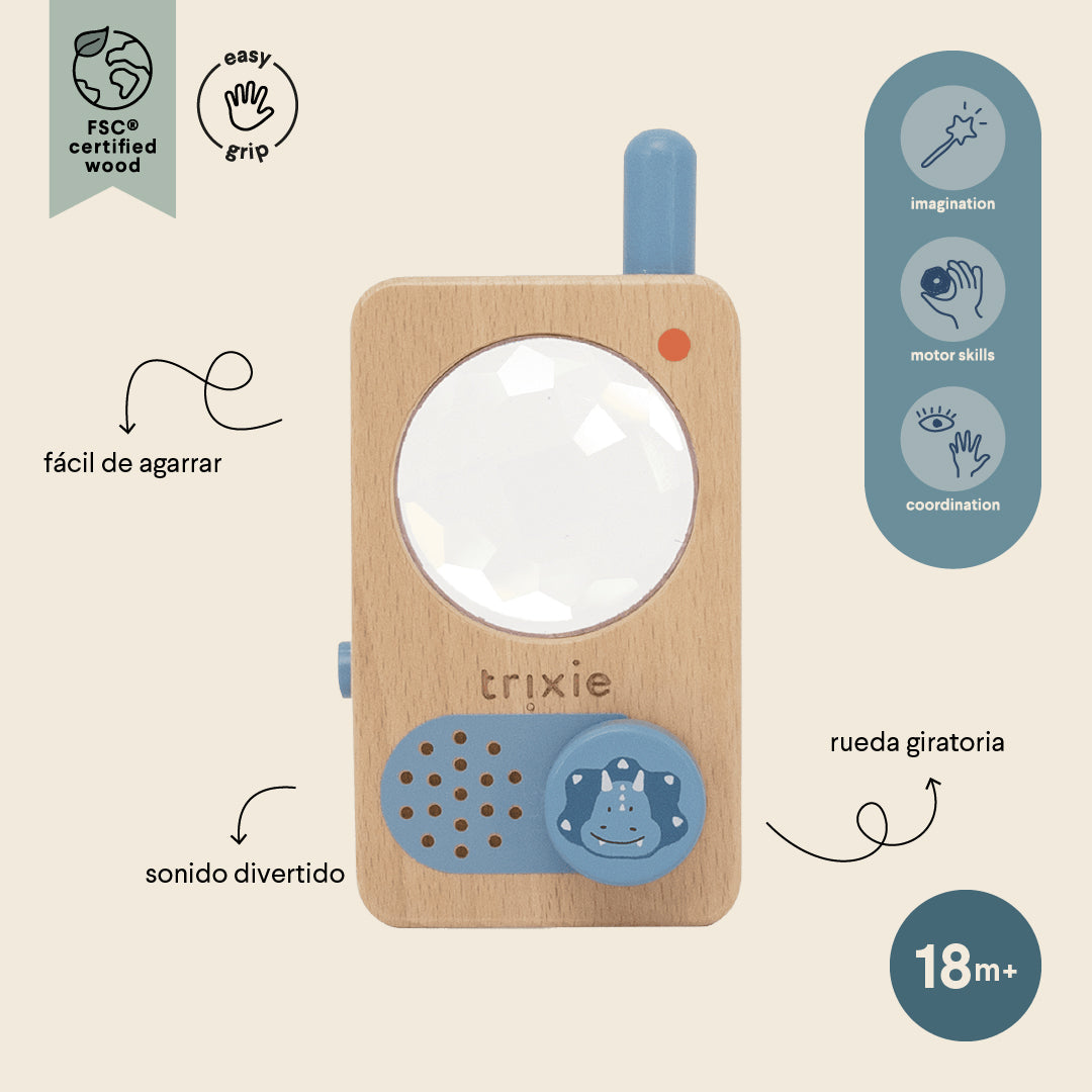 Trixie Baby Jeu symbolique Talkie-walkie en bois Mr. Triceratops