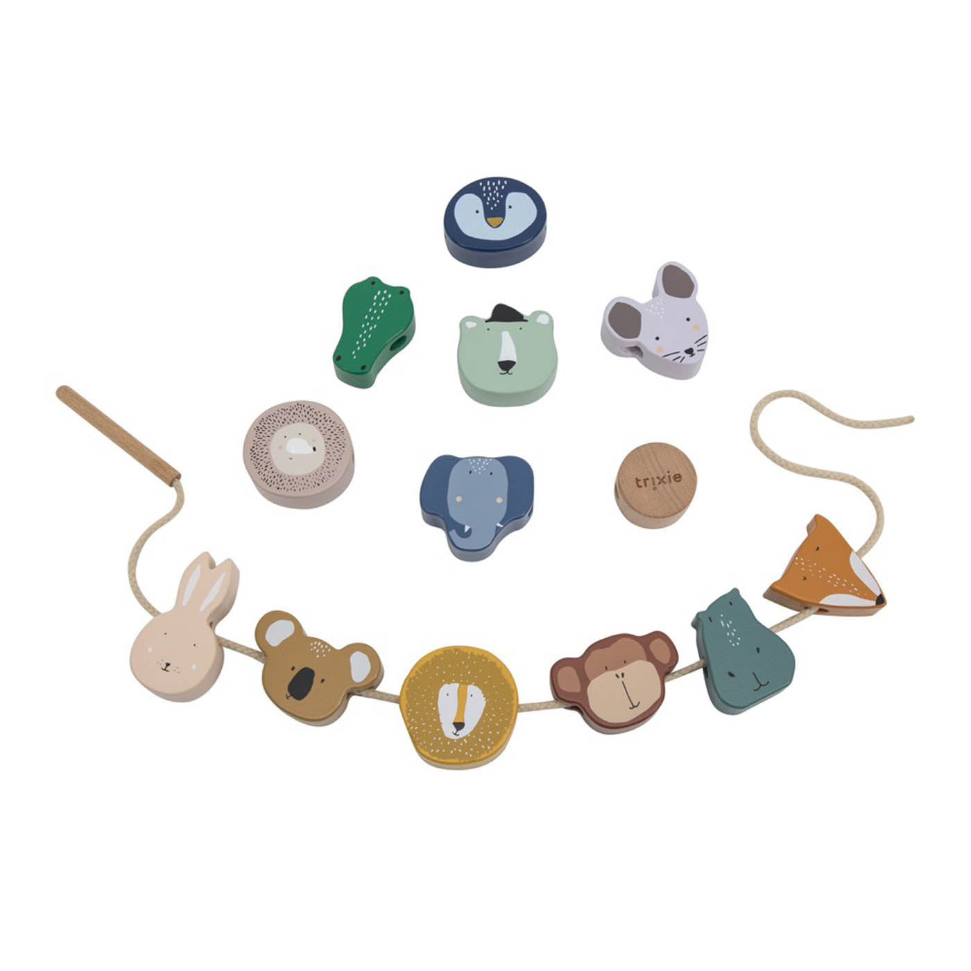 Trixie Baby Jouets d'activités Perles en bois animaux à enfiler