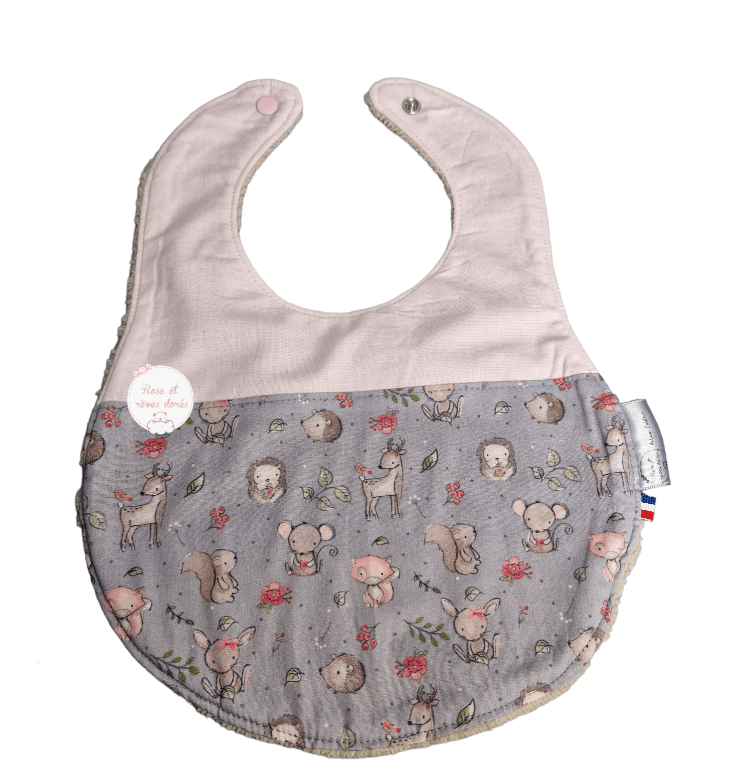 Rose et rêves dorés Bavoirs Bavoir bébé adorables animaux coton bambou
