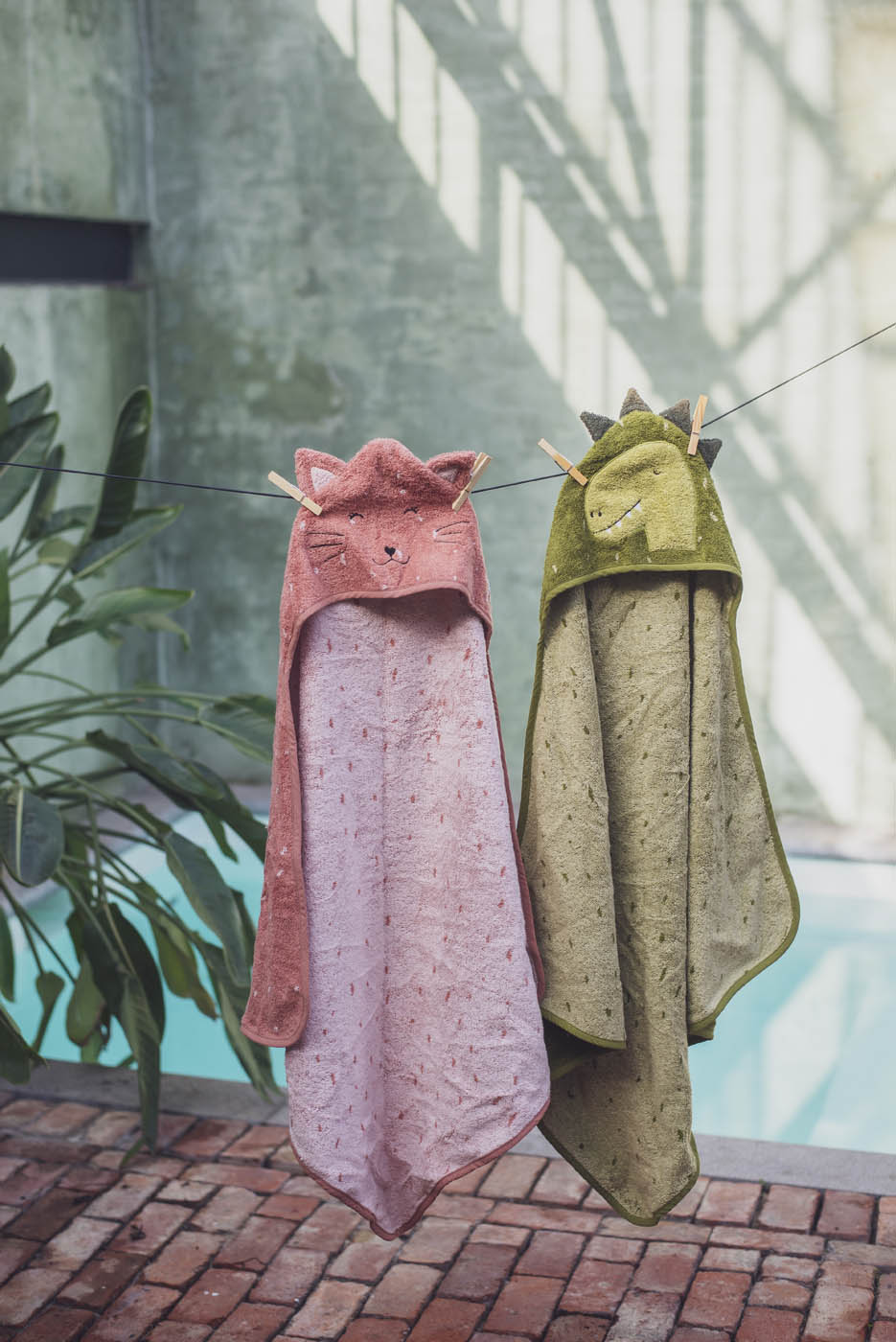 Trixie Baby Capes de bain Cape de bain Mr. Dino 70 x 130 cm coton bio