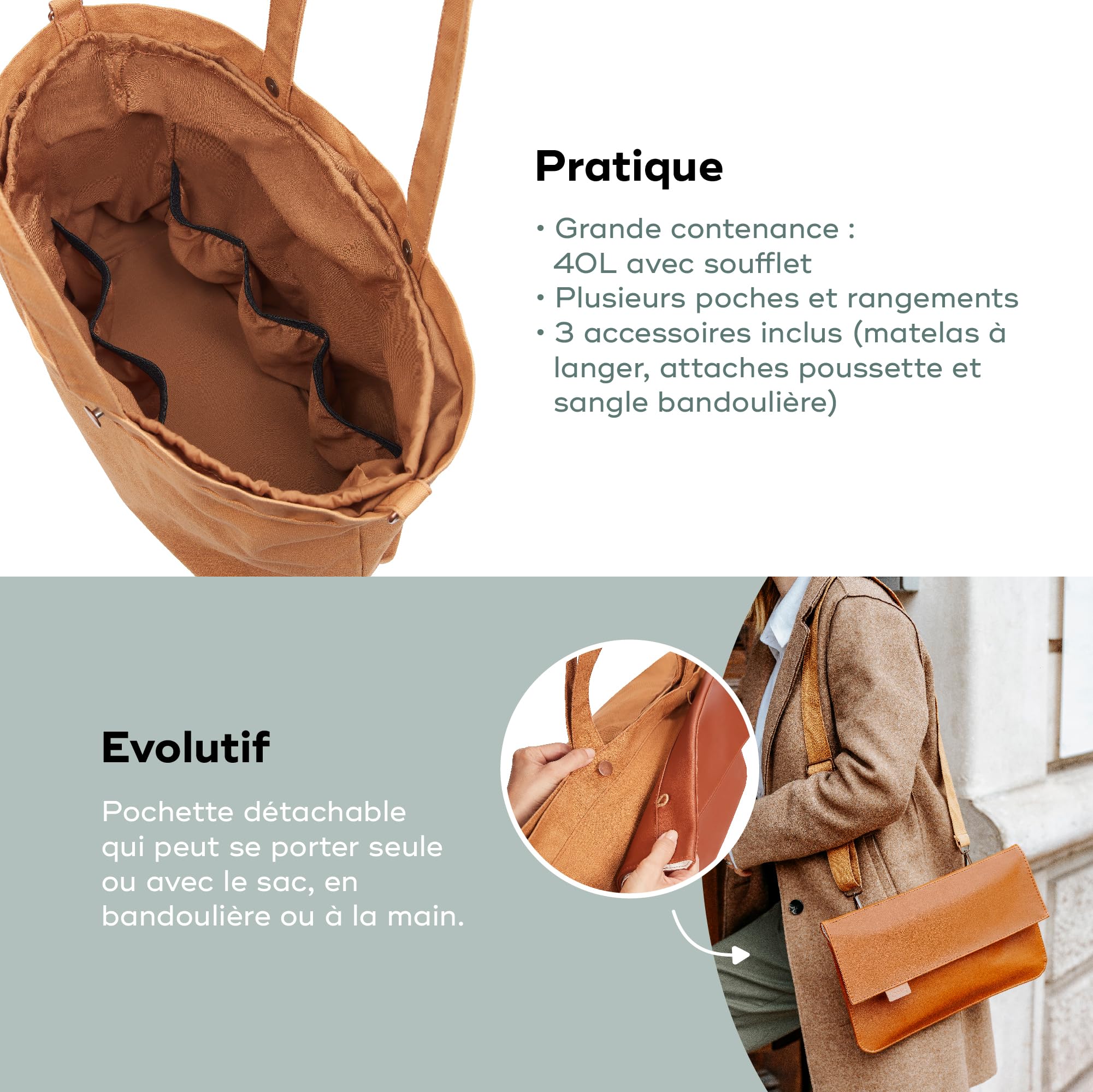 Babymoov Moov Tote Bag sac à langer 40 L Bouclettes Camel