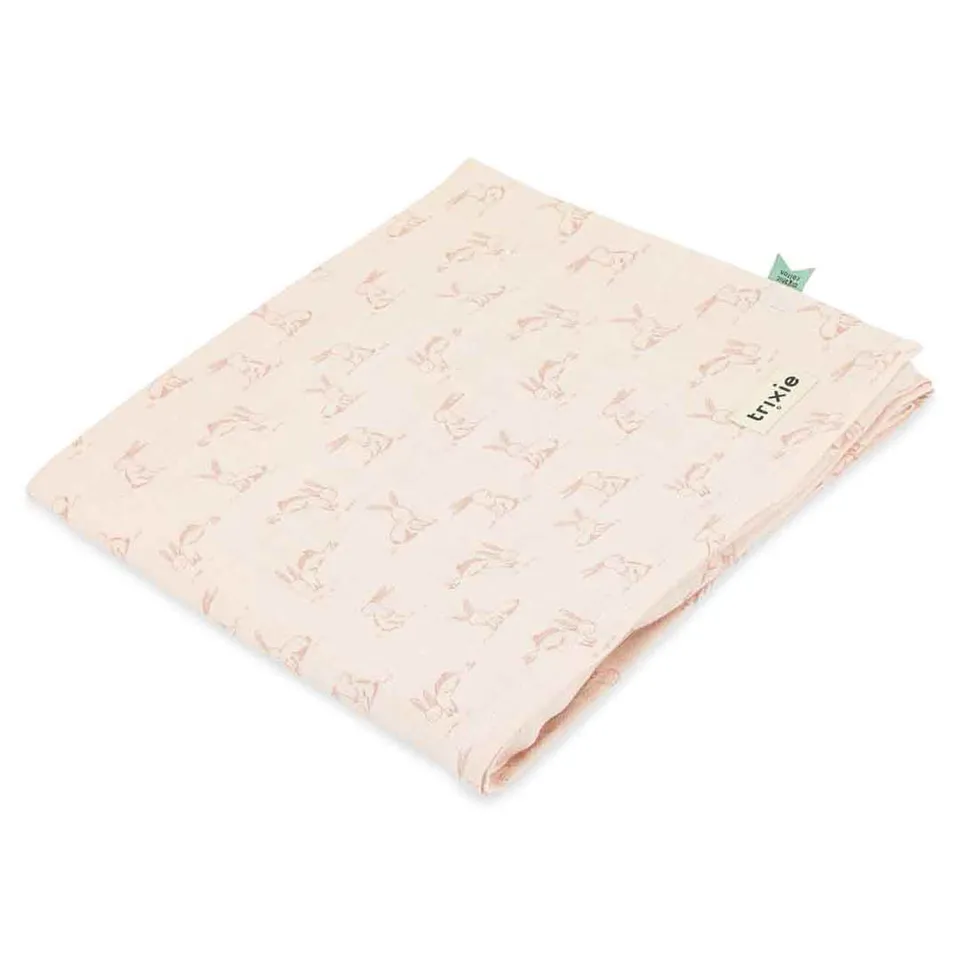 Trixie Baby Langes en mousseline Rosy Rabbit 110 x 110 cm coton biologique